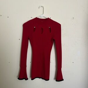 Candie's Red Long Sleeve Top with Cut-Outs